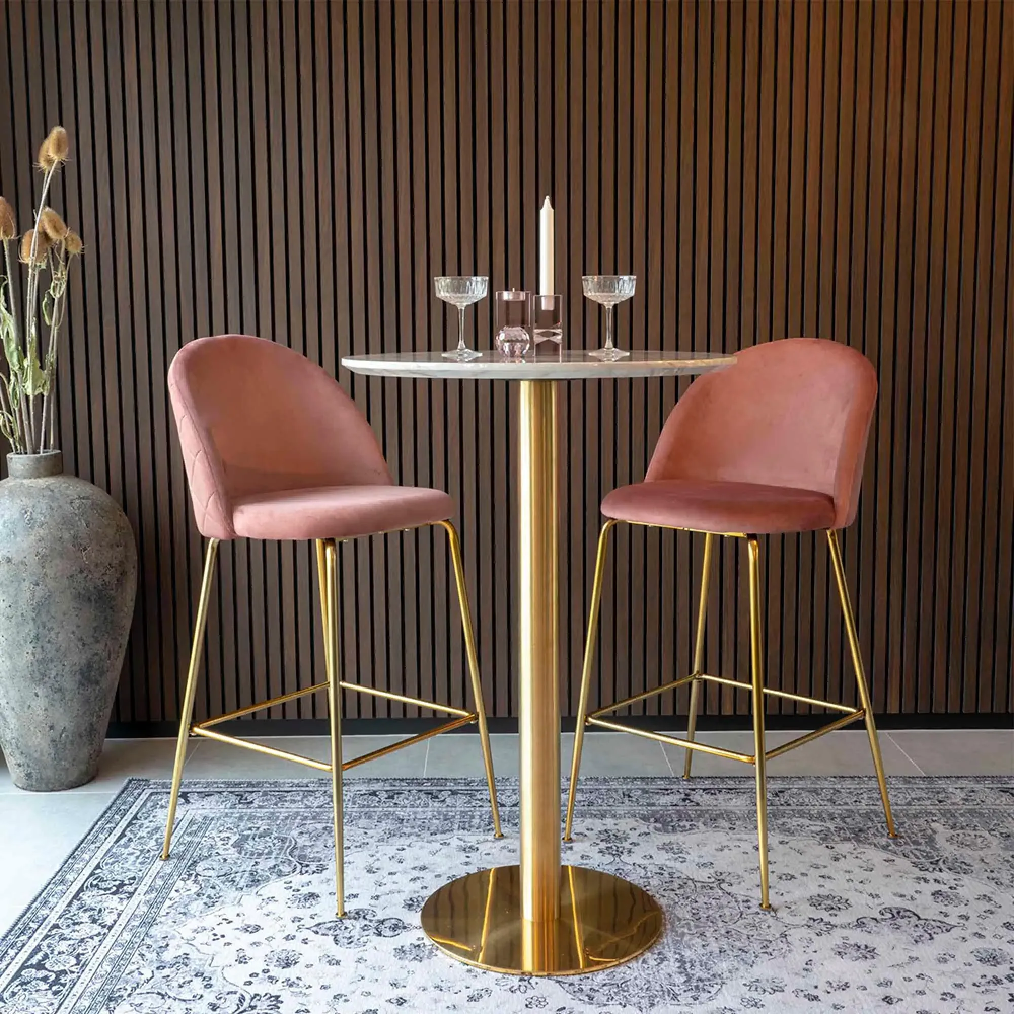 Lausanne Barstool Set of 2 - Rose, Velvet