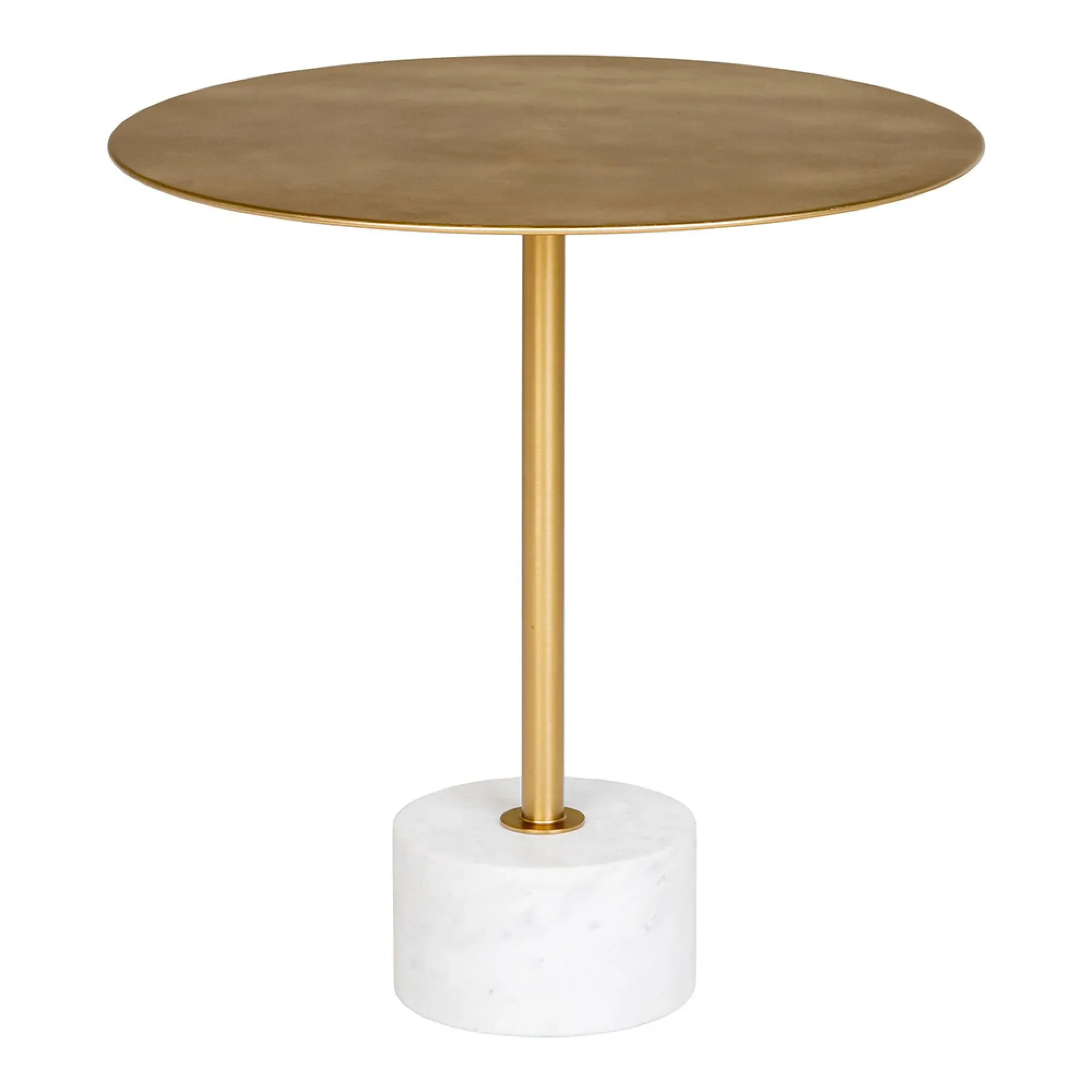 Lecco Round Side Table with Marble Base - Brass, Metal
