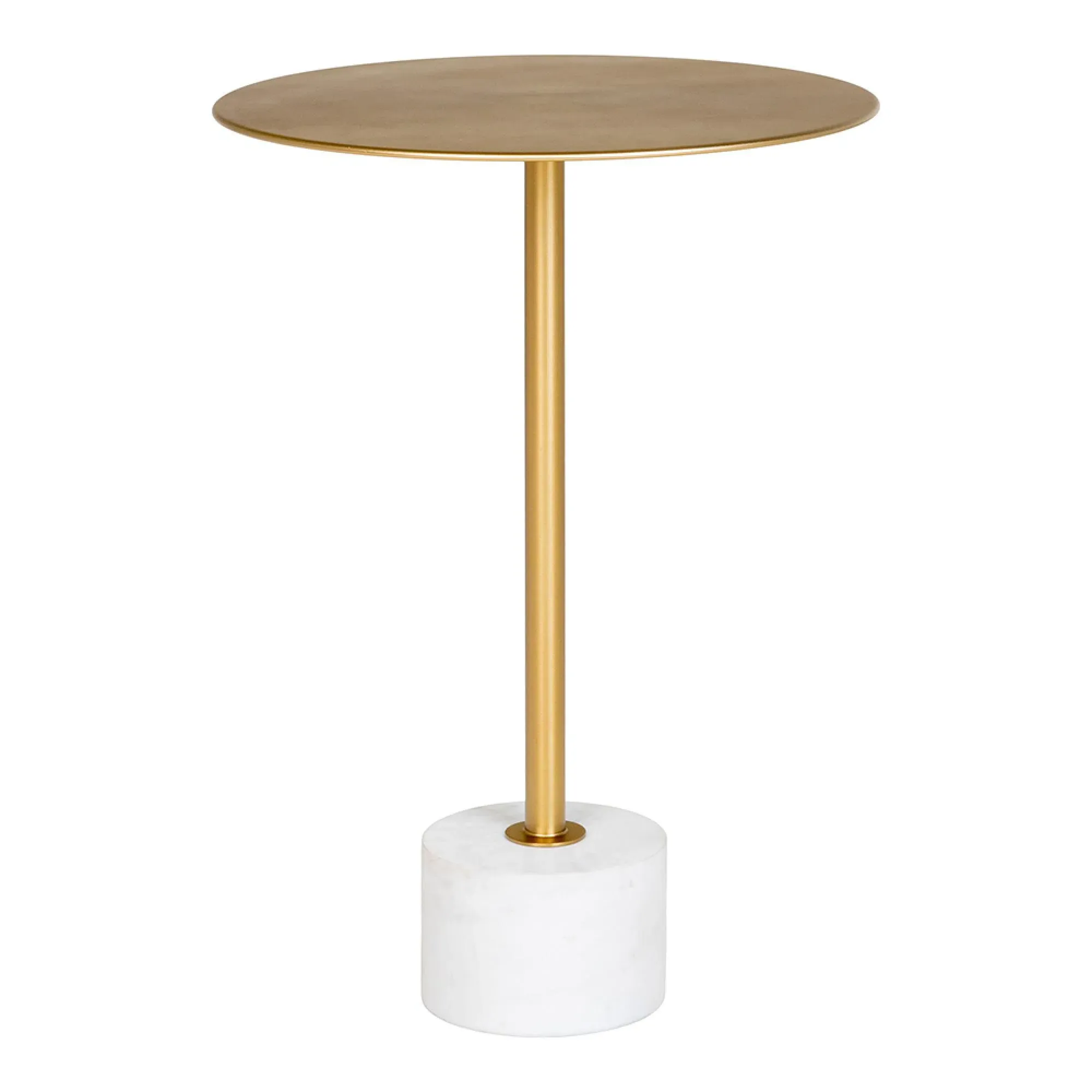 Lecco Round Side Table with Marble Base - Brass, Metal