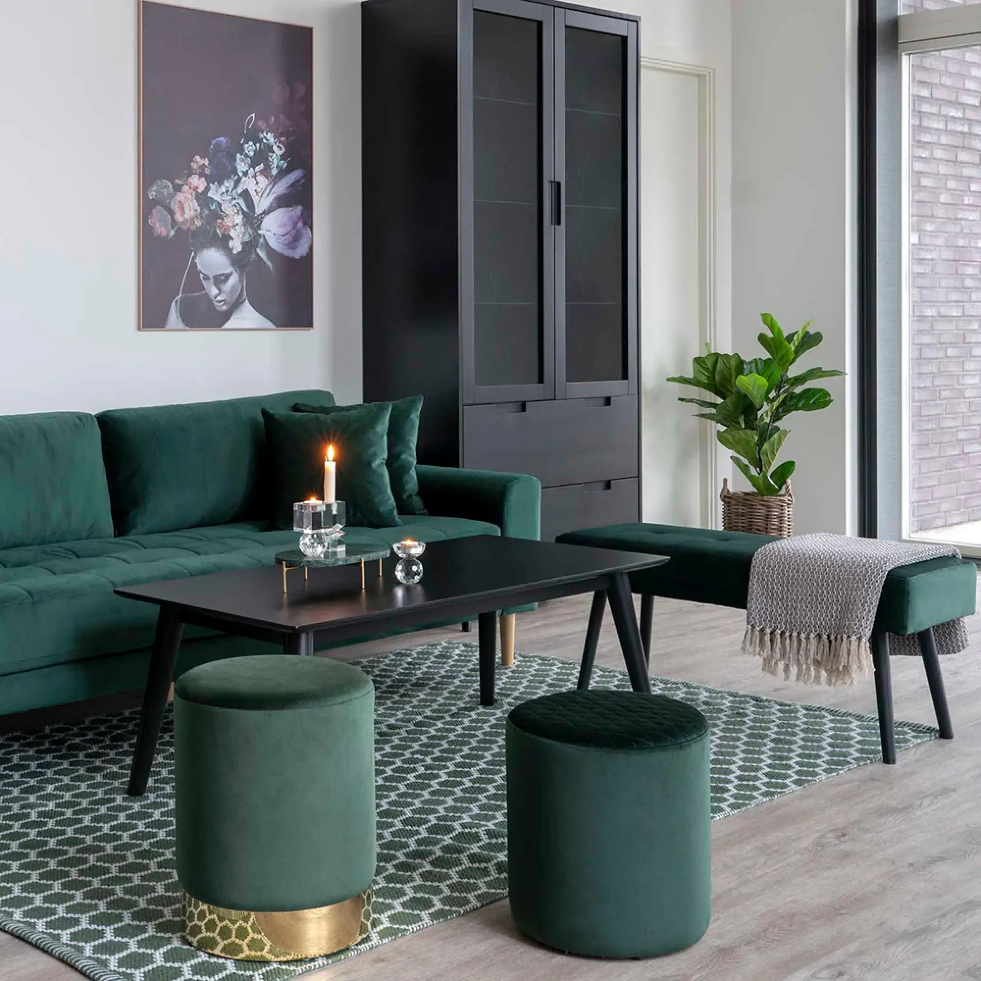 Lido 2.5 Seater Sofa - Green, Fabric