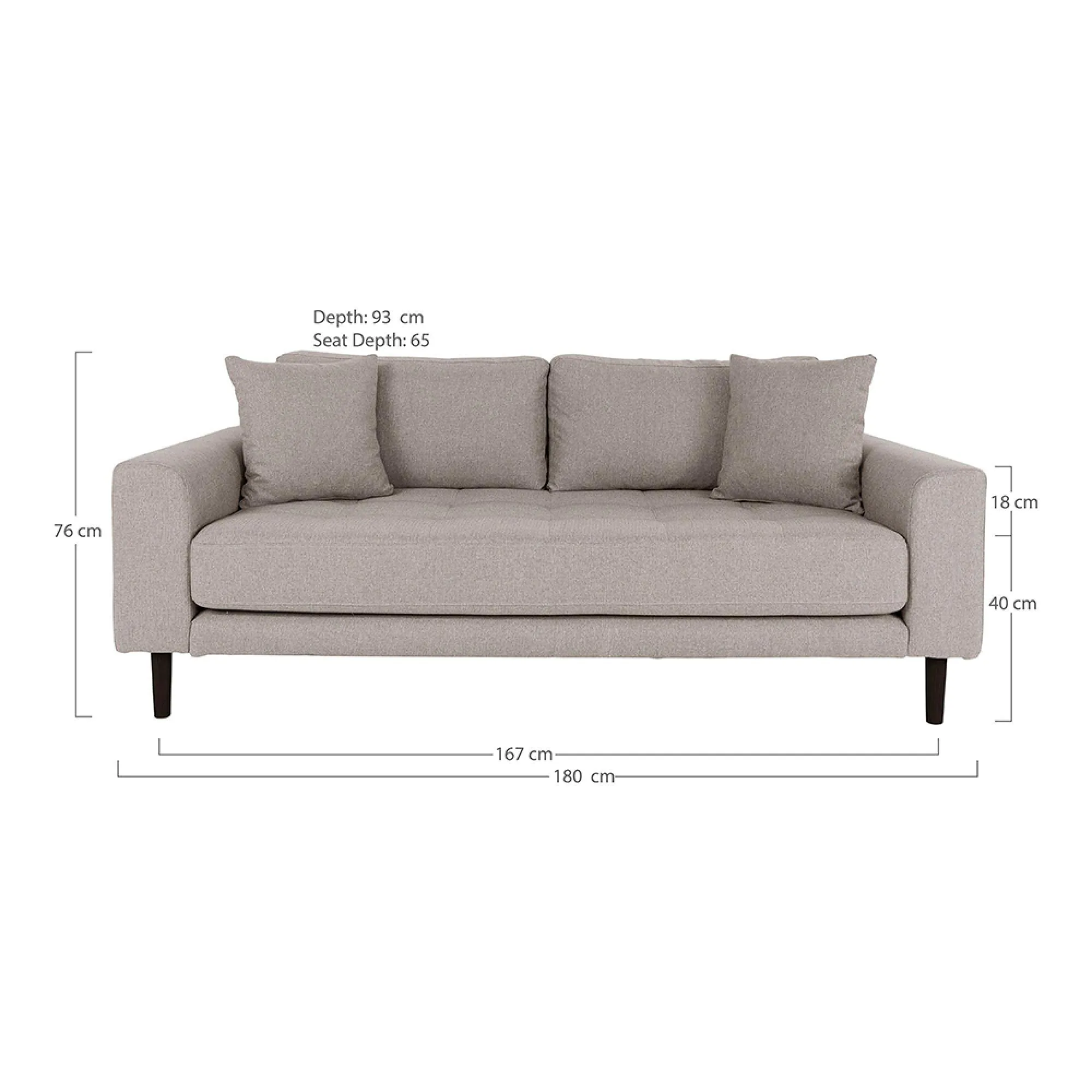 Lido 2.5 Seater Sofa - Stone, Fabric