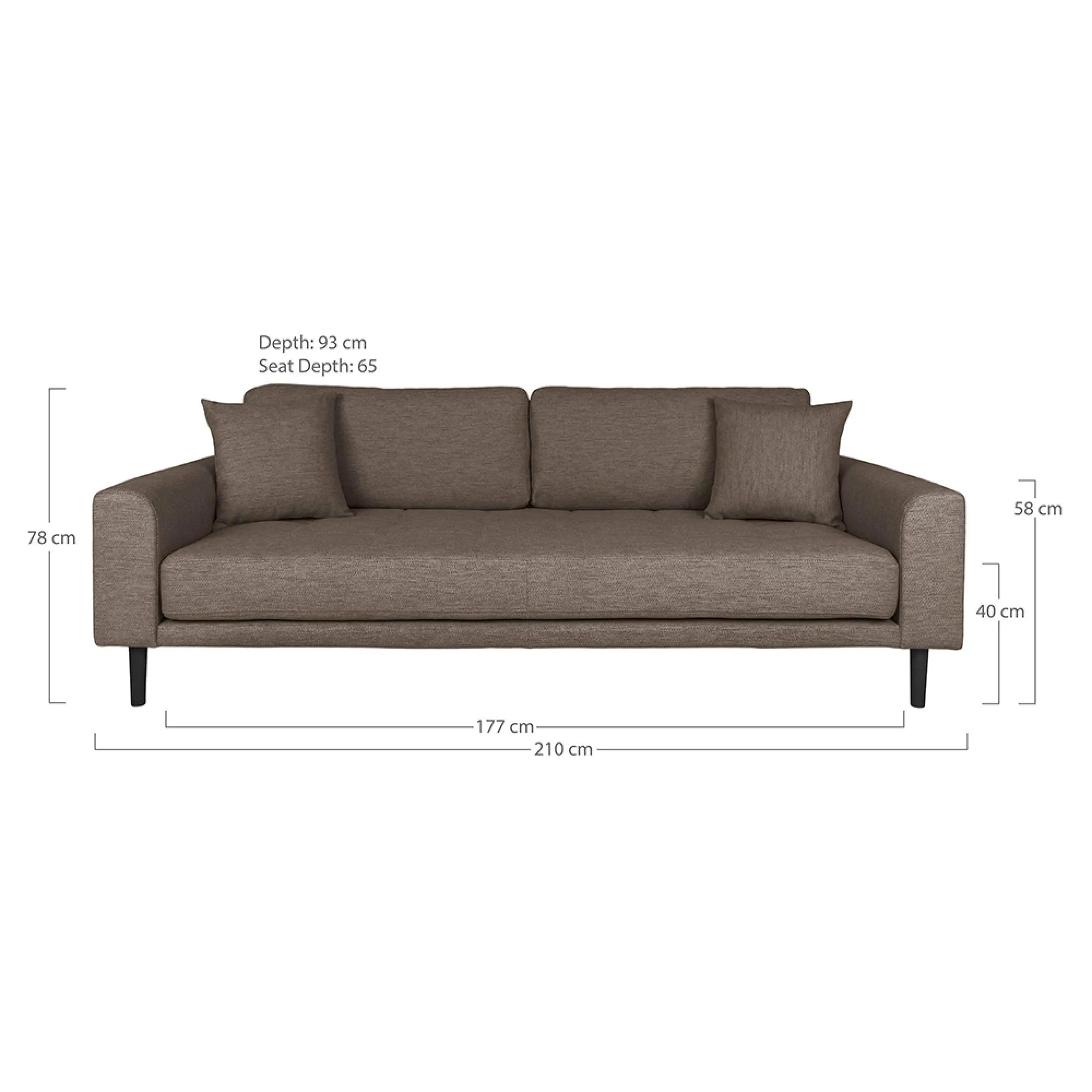 Lido 3-Seater Sofa - Brown, Fabric