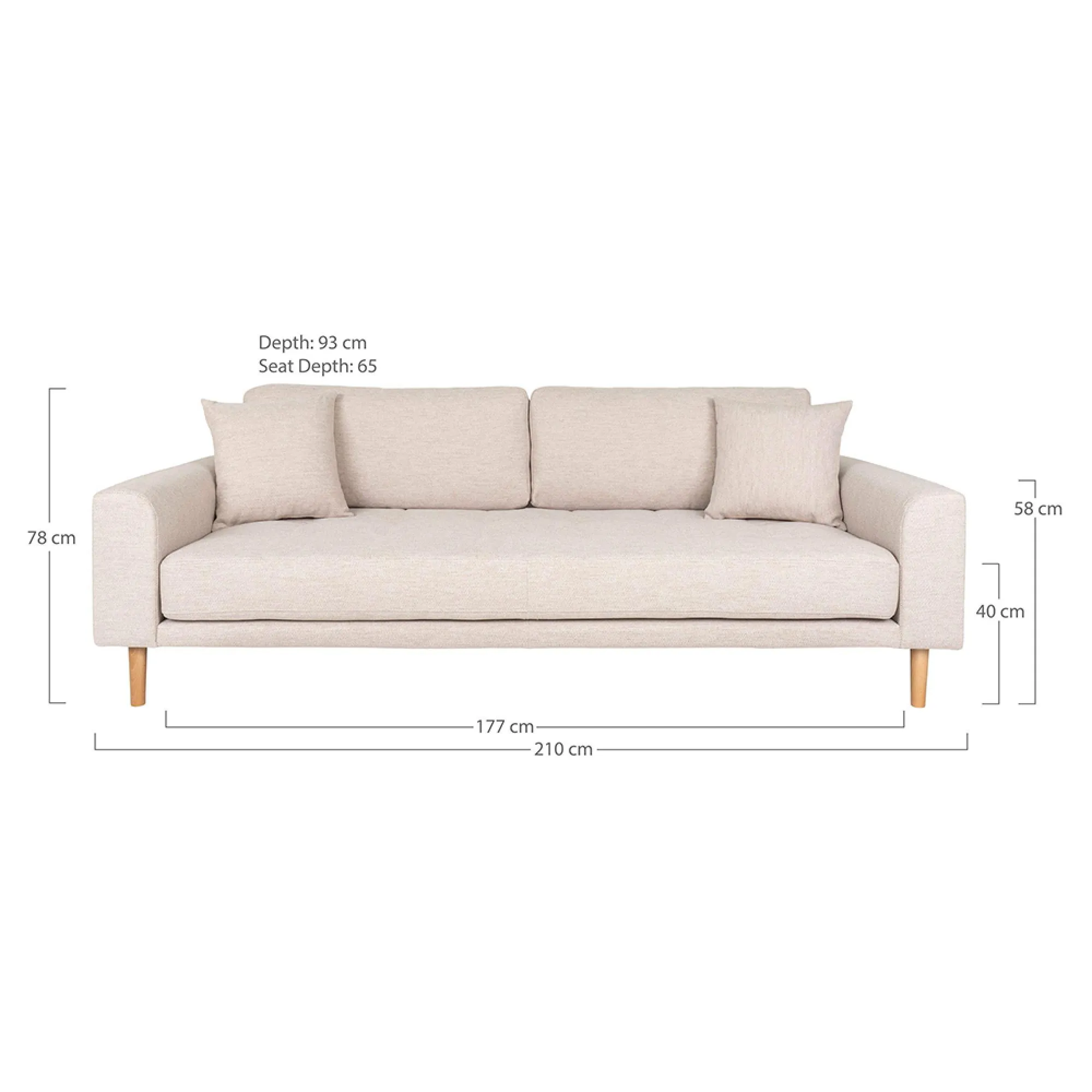 Lido 3-Seater Sofa - Sand, Fabric