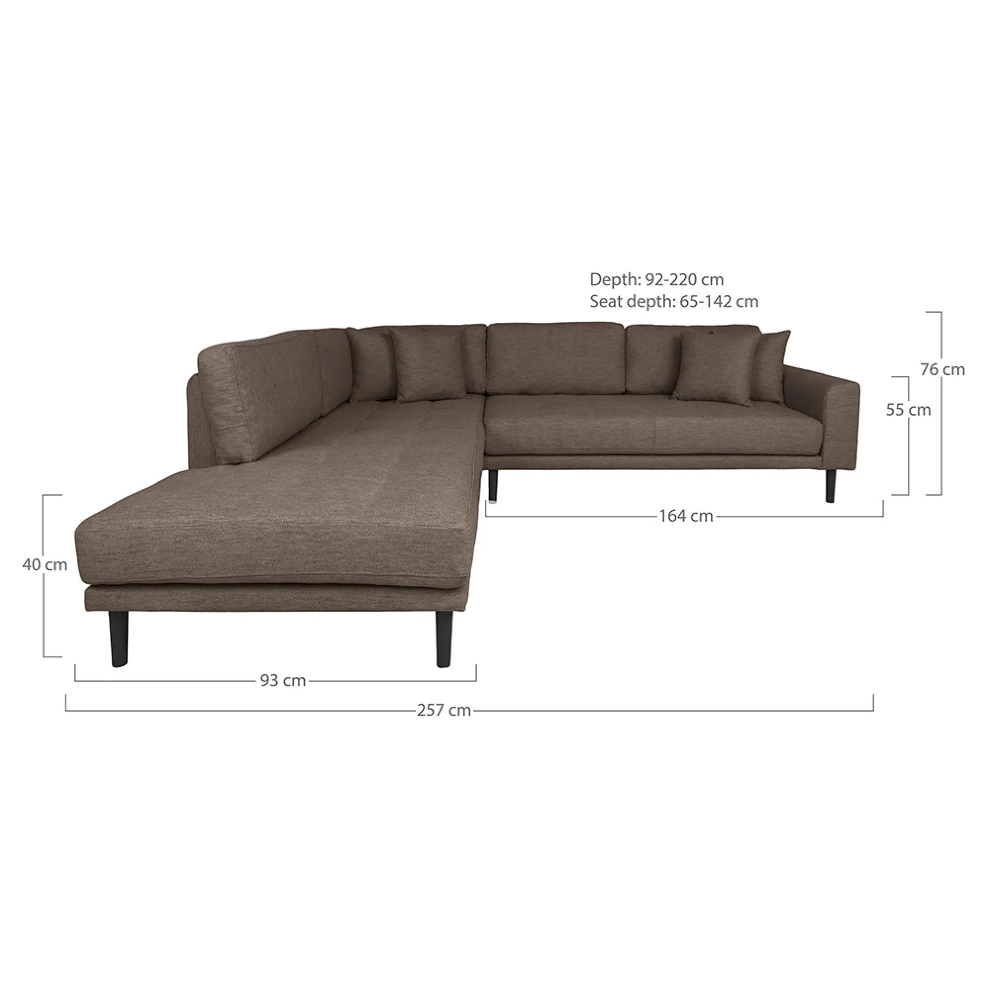 Lido Corner Sofa Open End LHF - Brown