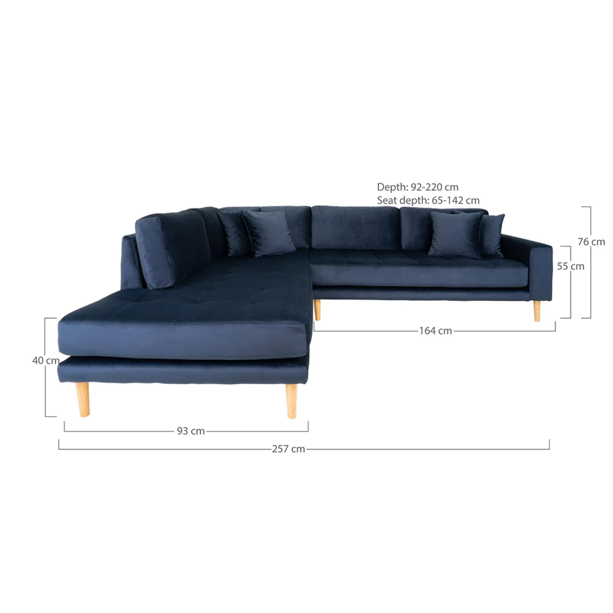 Lido Corner Sofa Open End LHF - Dark Blue, Fabric