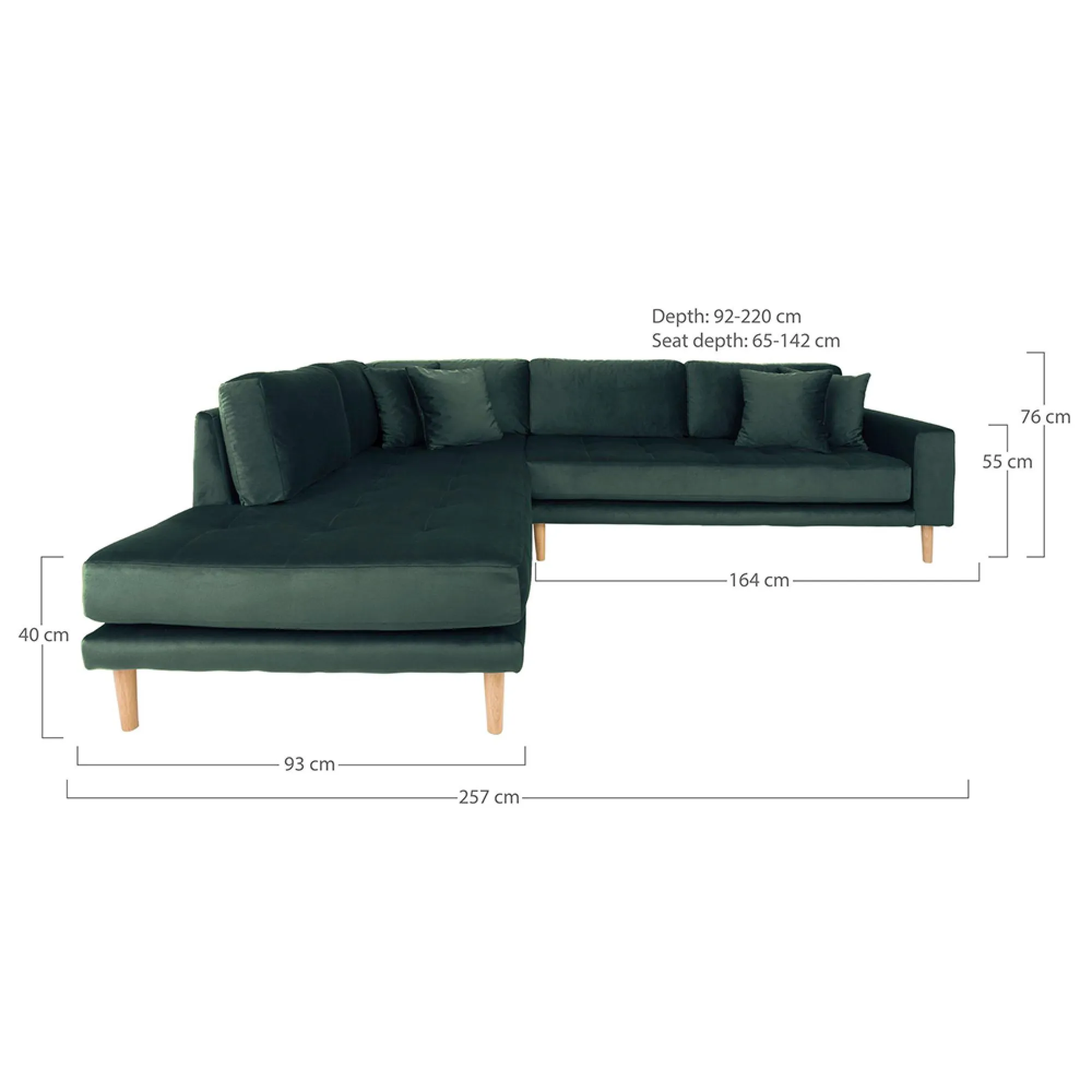 Lido Corner Sofa Open End LHF - Green
