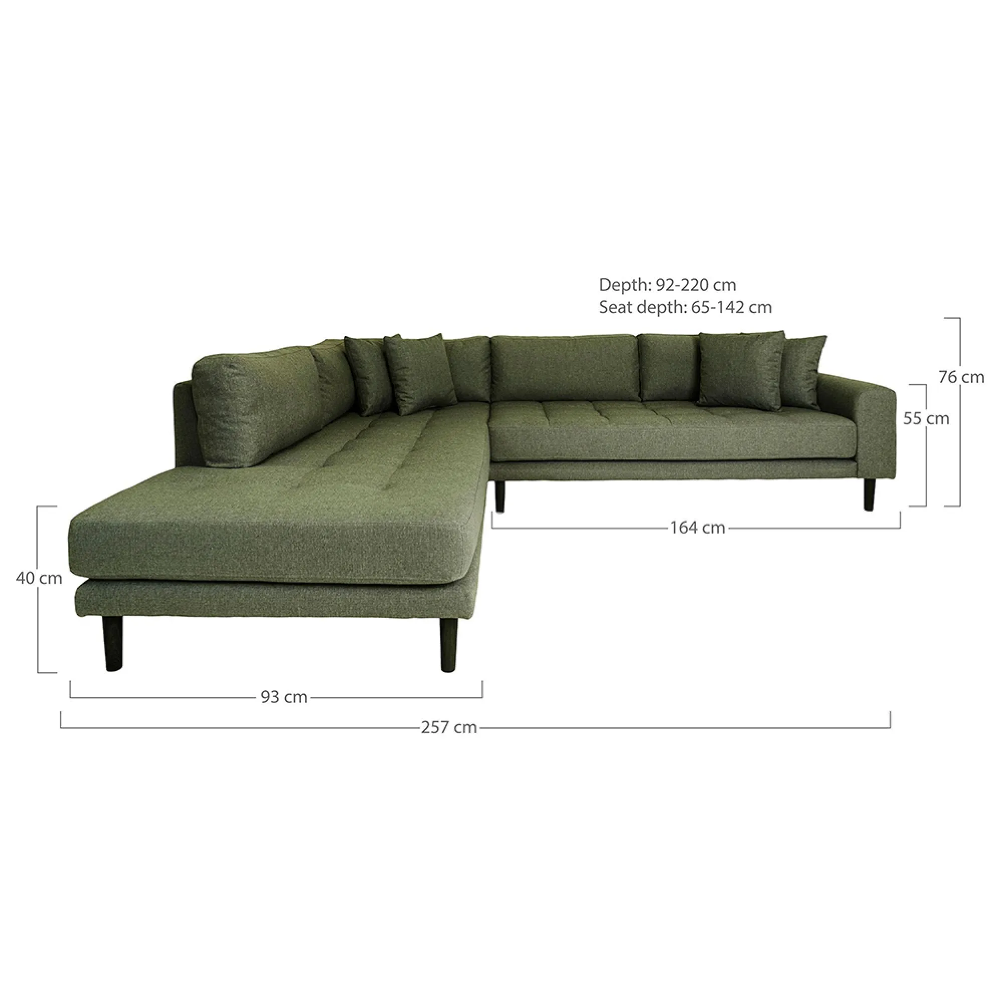 Lido Corner Sofa Open End LHF - Olive Green, Fabric