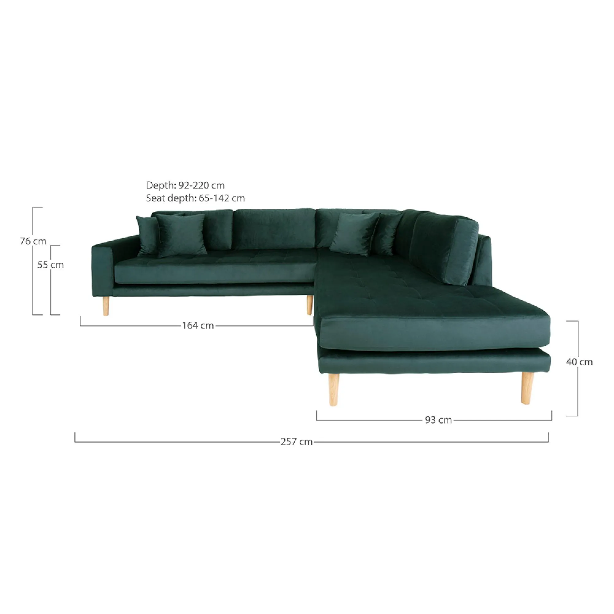 Lido Corner Sofa Open End RHF - Green