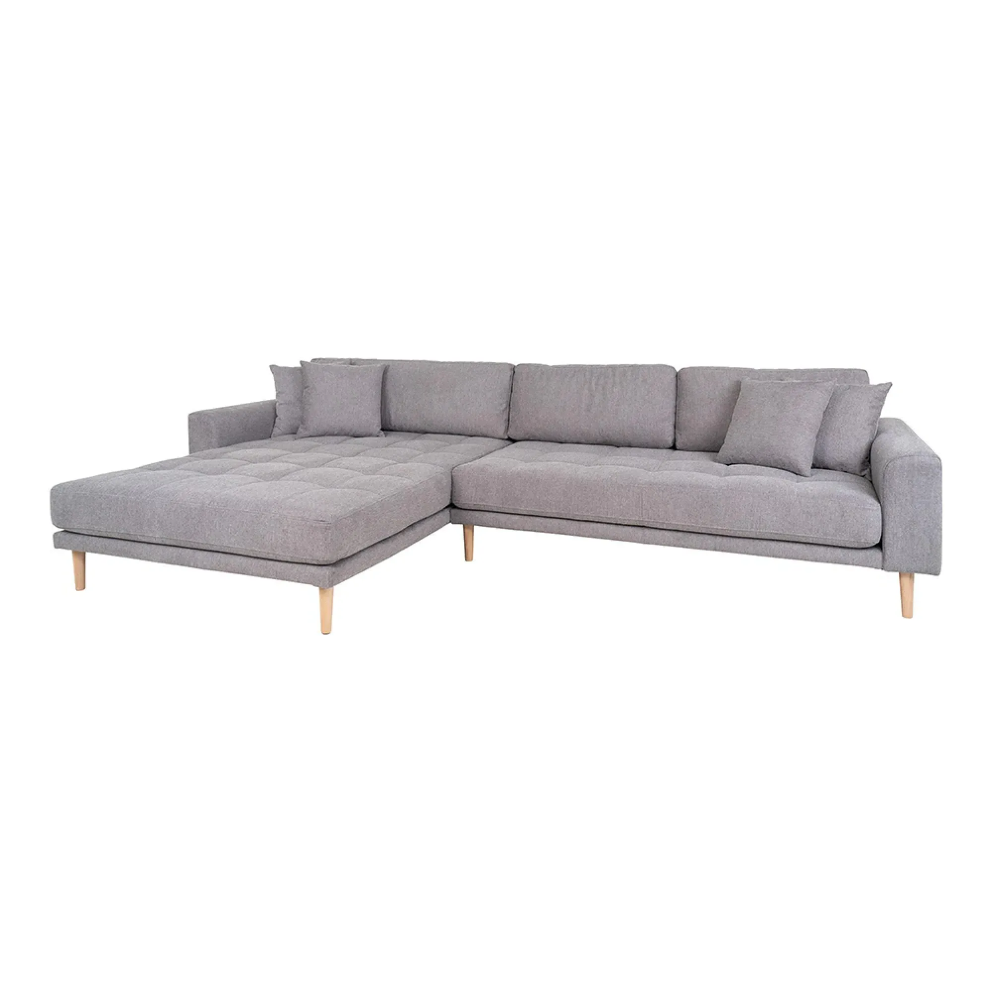 Lido Right Hand Facing Lounge Sofa - Light Grey, Fabric
