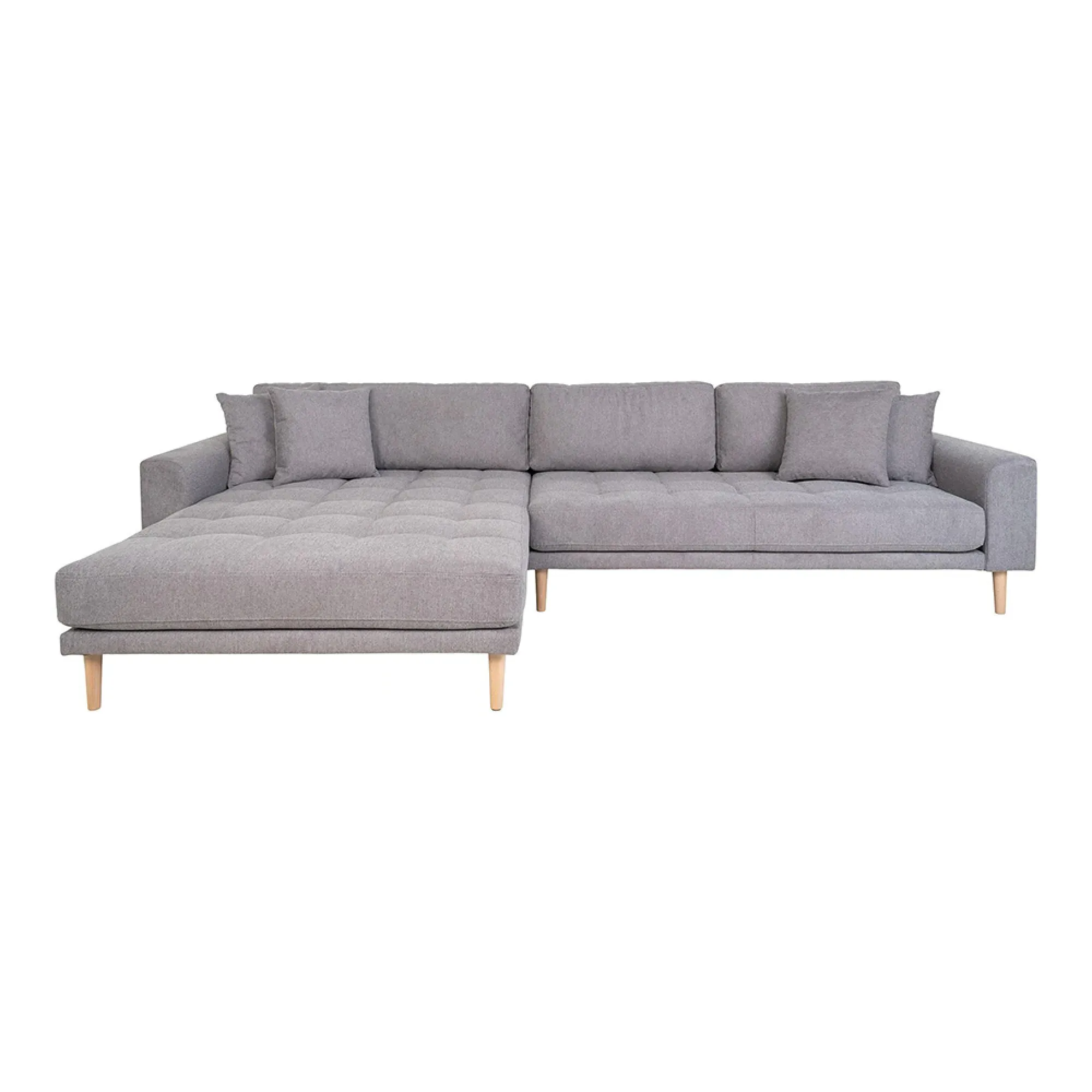 Lido Right Hand Facing Lounge Sofa - Light Grey, Fabric