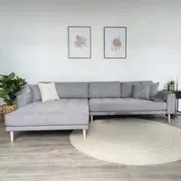 Lido Right Hand Facing Lounge Sofa - Light Grey, Fabric