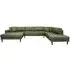 Lido U-Shaped Sofa Open End with Black Legs - Olive Green