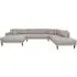 Lido U-Shaped Sofa Open End with Black Legs - Stone