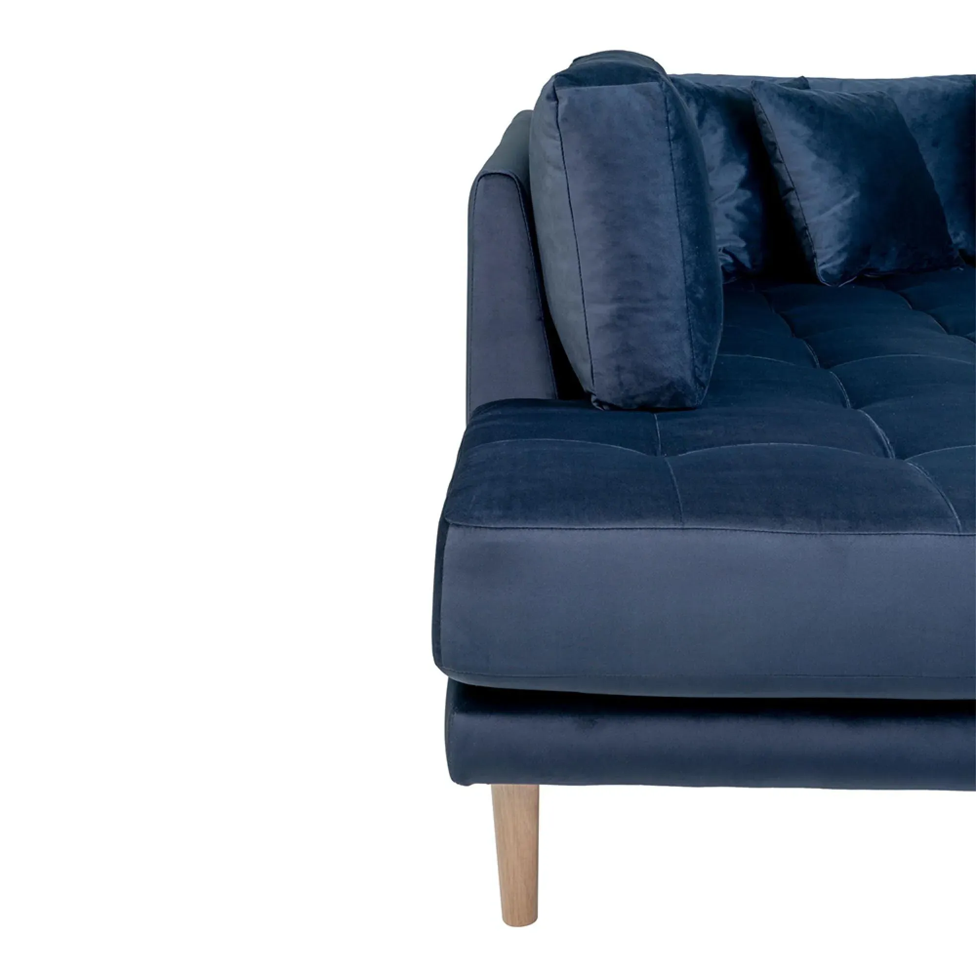 Lido U-Shaped Sofa Open End with Natural Legs - Dark Blue
