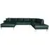 Lido U-Shaped Sofa Open End with Natural Legs - Dark Green