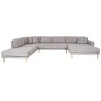 Lido U-Shaped Sofa Open End with Natural Legs - Light Grey