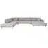 Lido U-Shaped Sofa Open End with Natural Legs - Light Grey