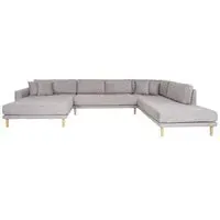 Lido U-Shaped Sofa Open End with Natural Legs - Light Grey