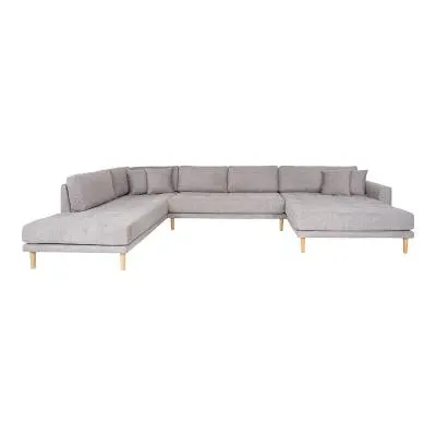 Lido U-Shaped Sofa Open End with Natural Legs - Light Grey