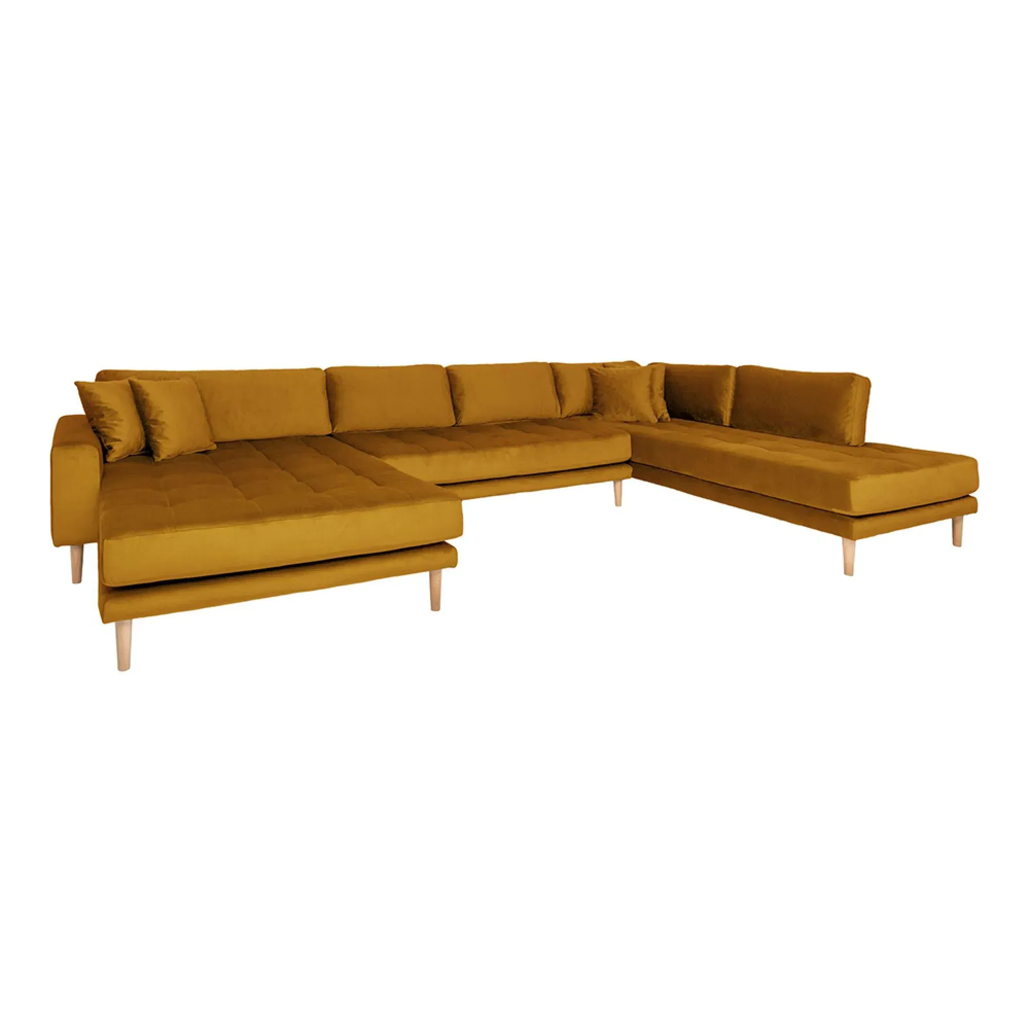 Lido U-Shaped Sofa Open End with Natural Legs - Mustard Yellow
