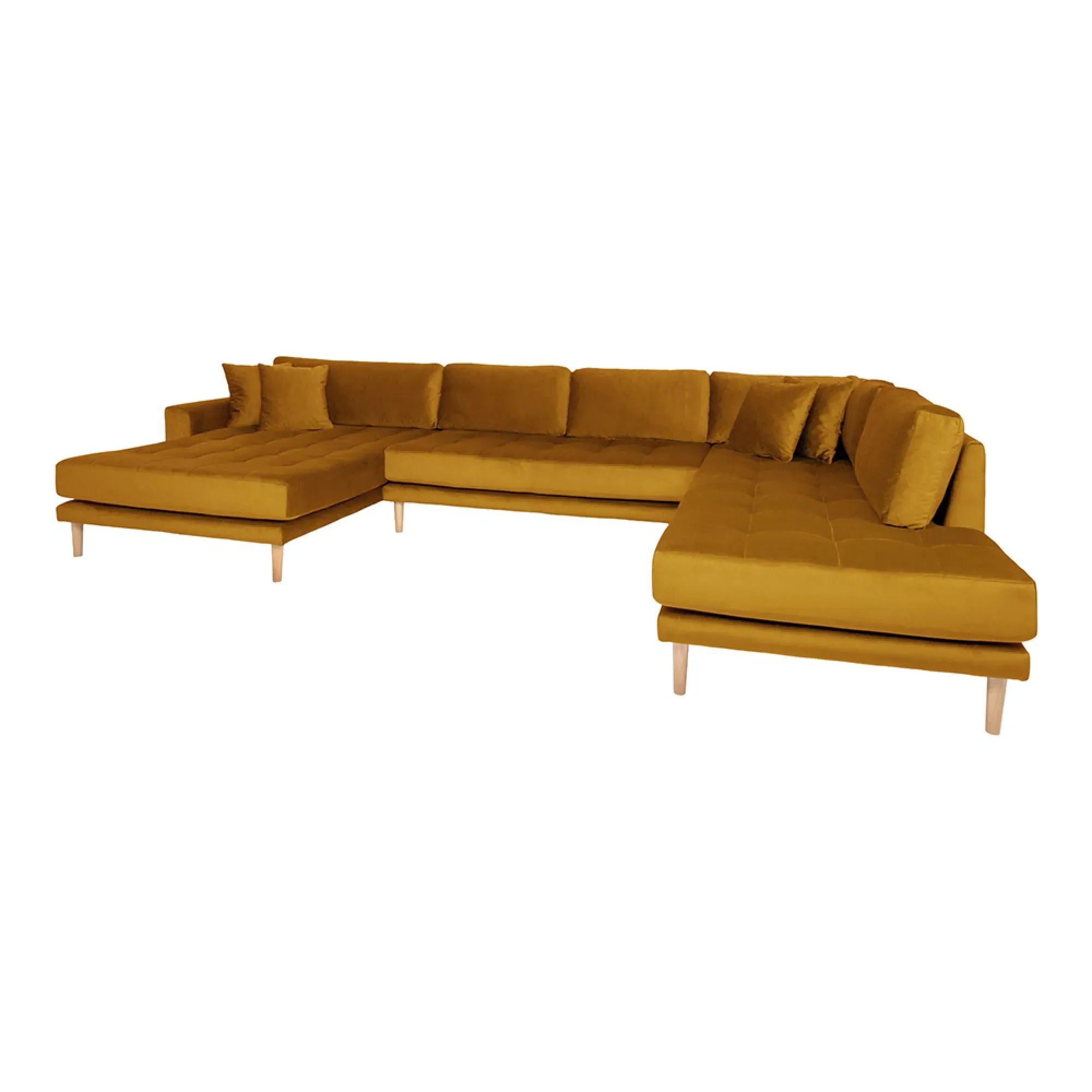 Lido U-Shaped Sofa Open End with Natural Legs - Mustard Yellow