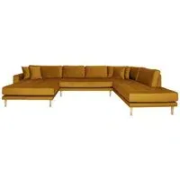 Lido U-Shaped Sofa Open End with Natural Legs - Mustard Yellow