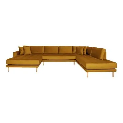 Lido U-Shaped Sofa Open End with Natural Legs - Mustard Yellow