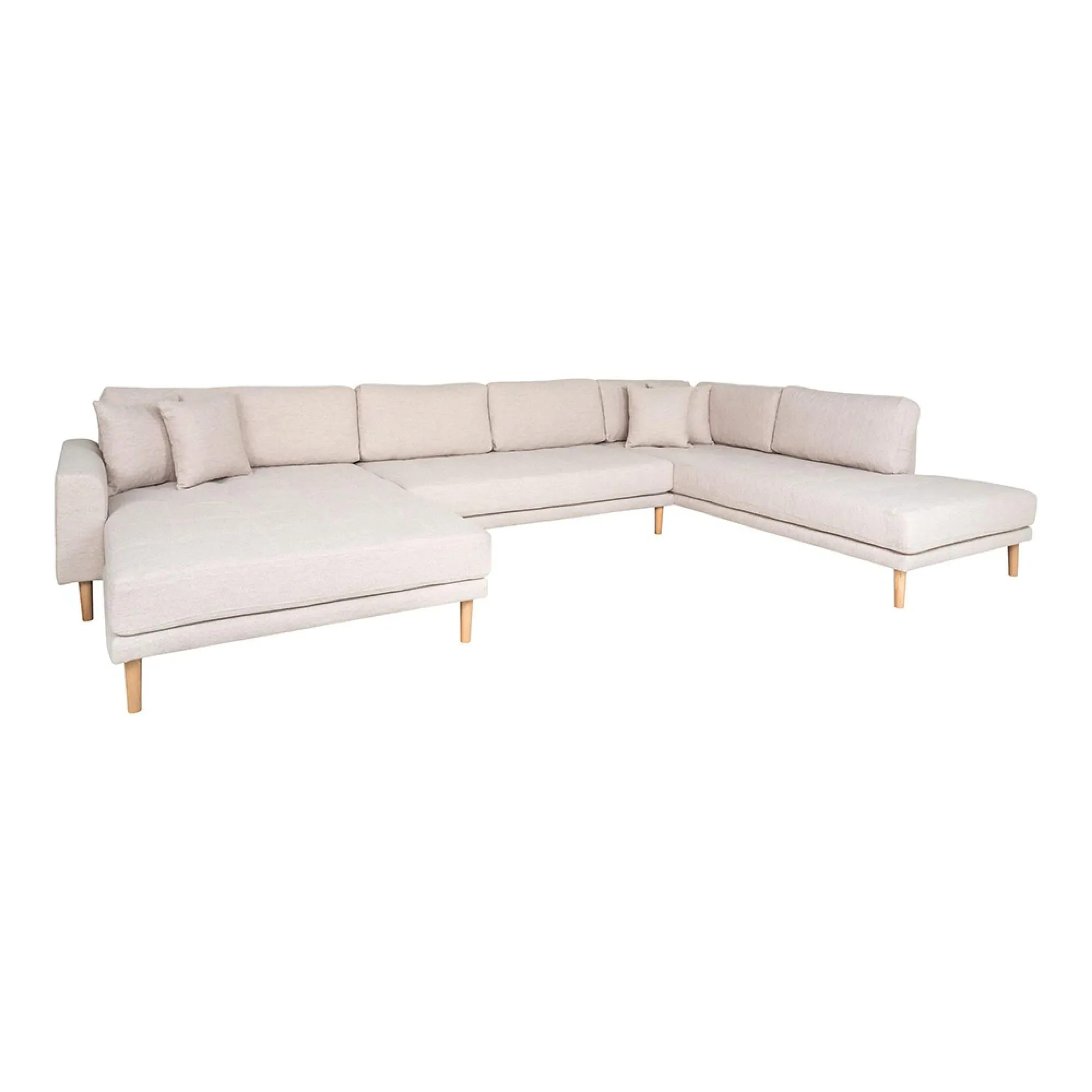 Lido U-Shaped Sofa Open End with Natural Legs - Sand