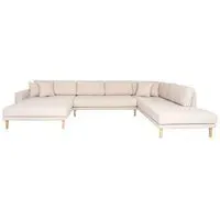 Lido U-Shaped Sofa Open End with Natural Legs - Sand
