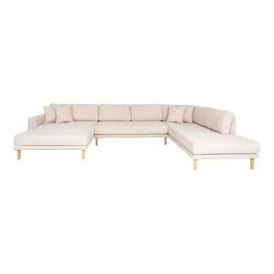 Lido U-Shaped Sofa Open End with Natural Legs - Sand