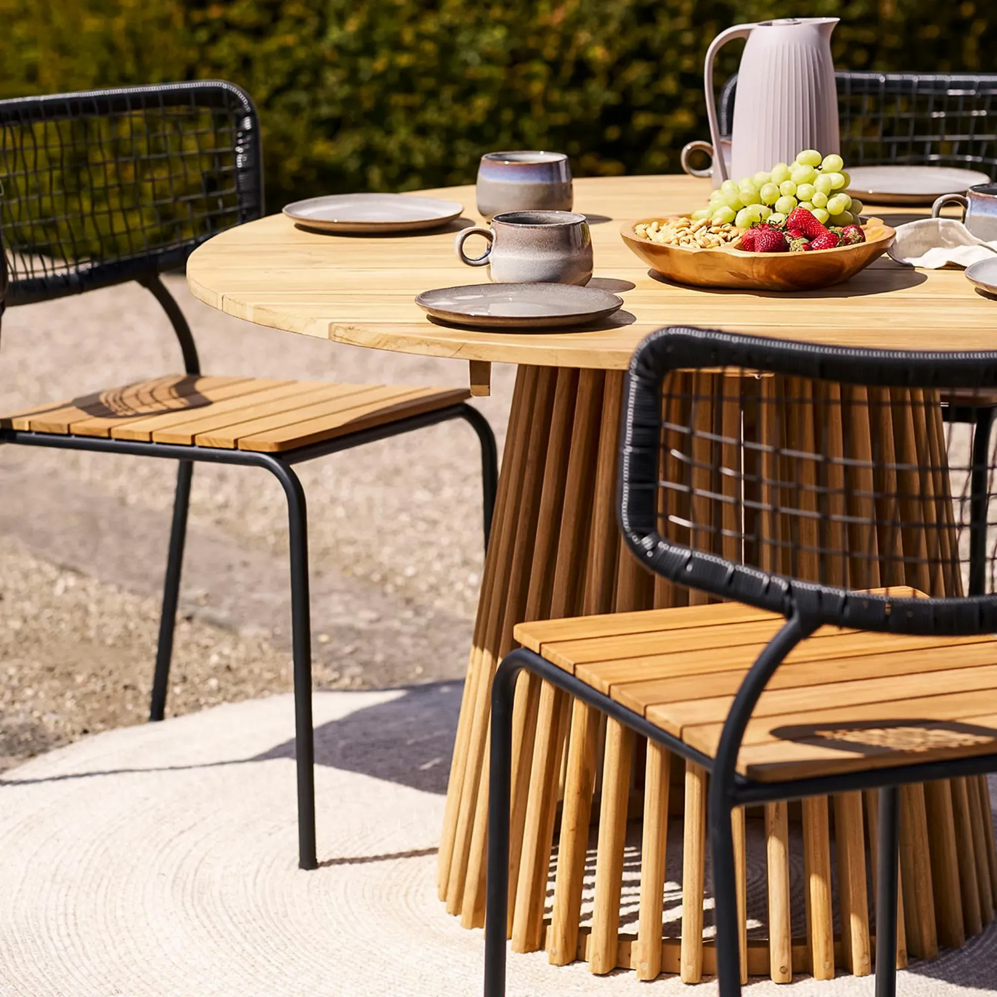 Lorca 4-Seater Round Dining Table - Natural, Teak Wood