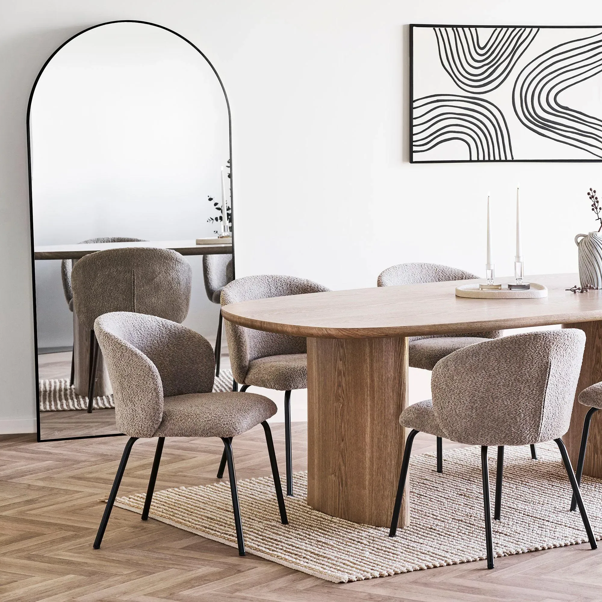 Madrid Arch Floor Standing Mirror - Black