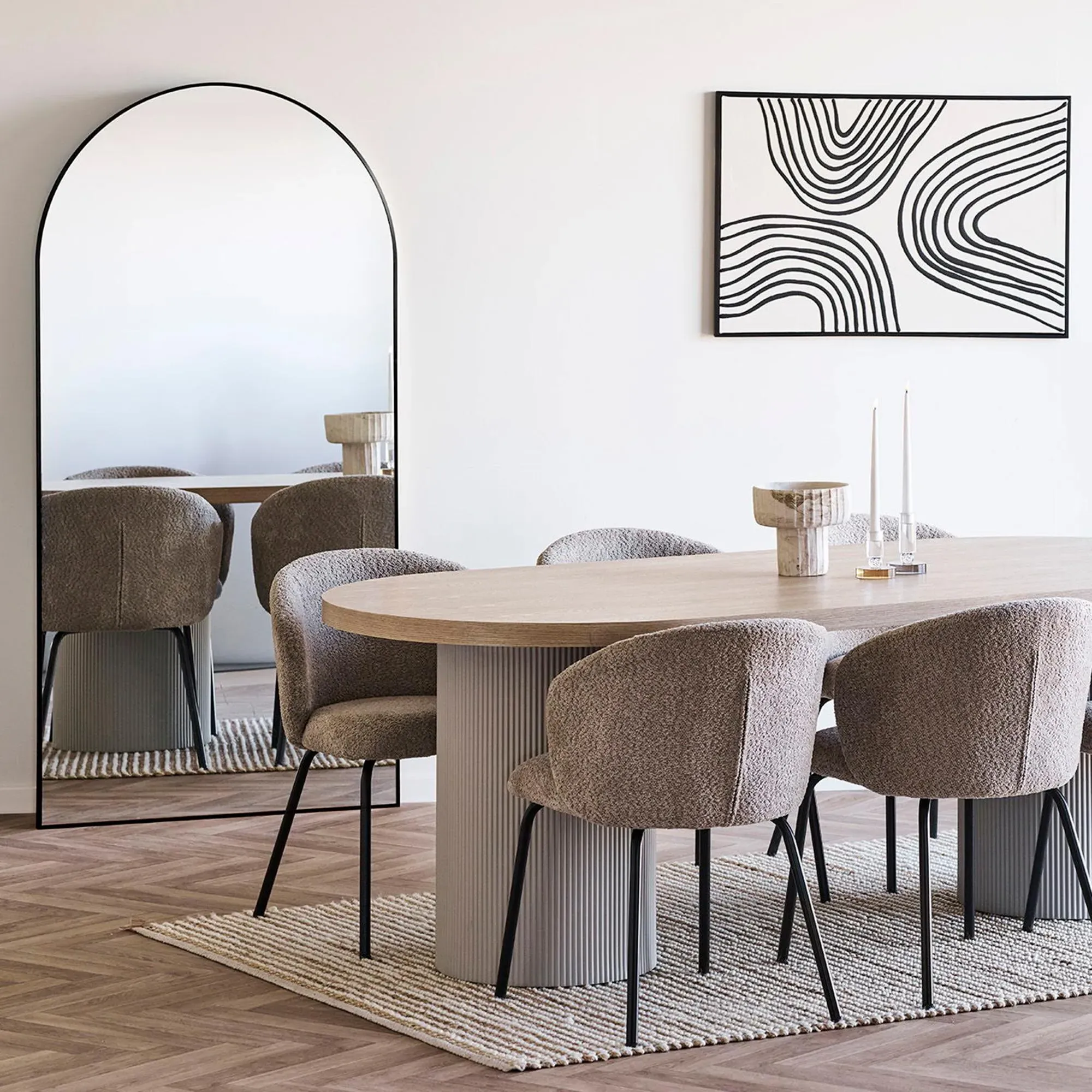 Madrid Arch Floor Standing Mirror - Black