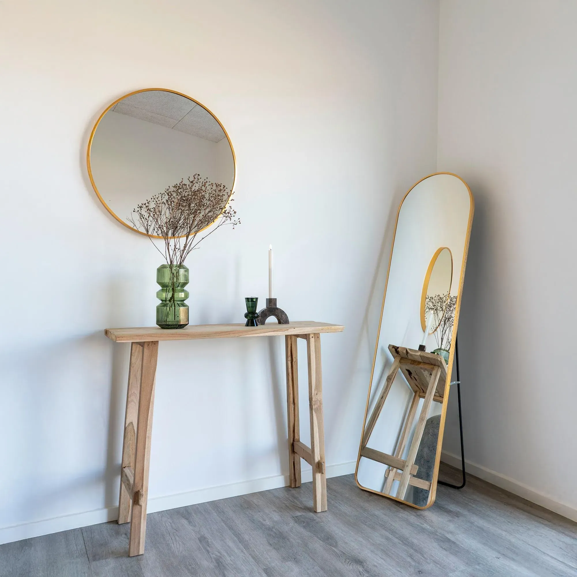 Madrid Arch Floor Standing Mirror - Brass