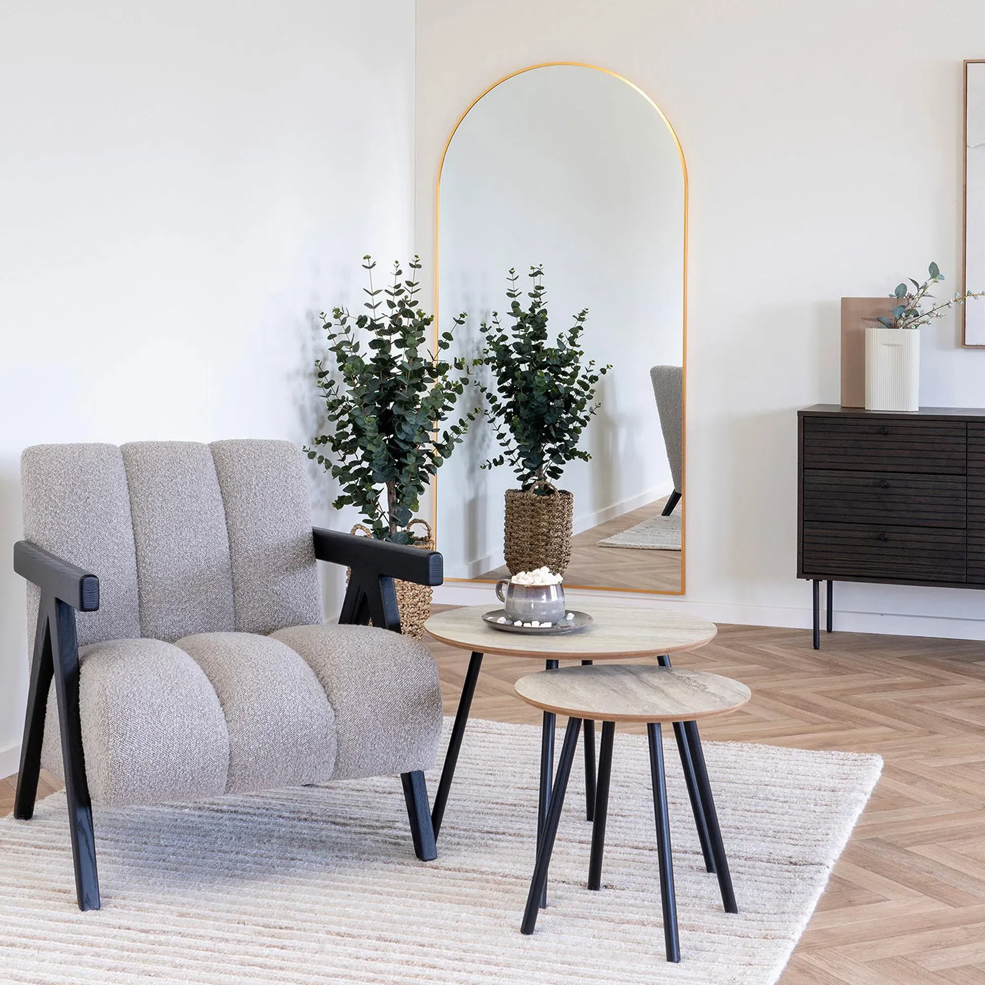 Madrid Arch Floor Standing Mirror - Brass