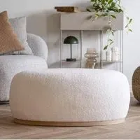 Manhattan Pouf - White, Boucle Fabric