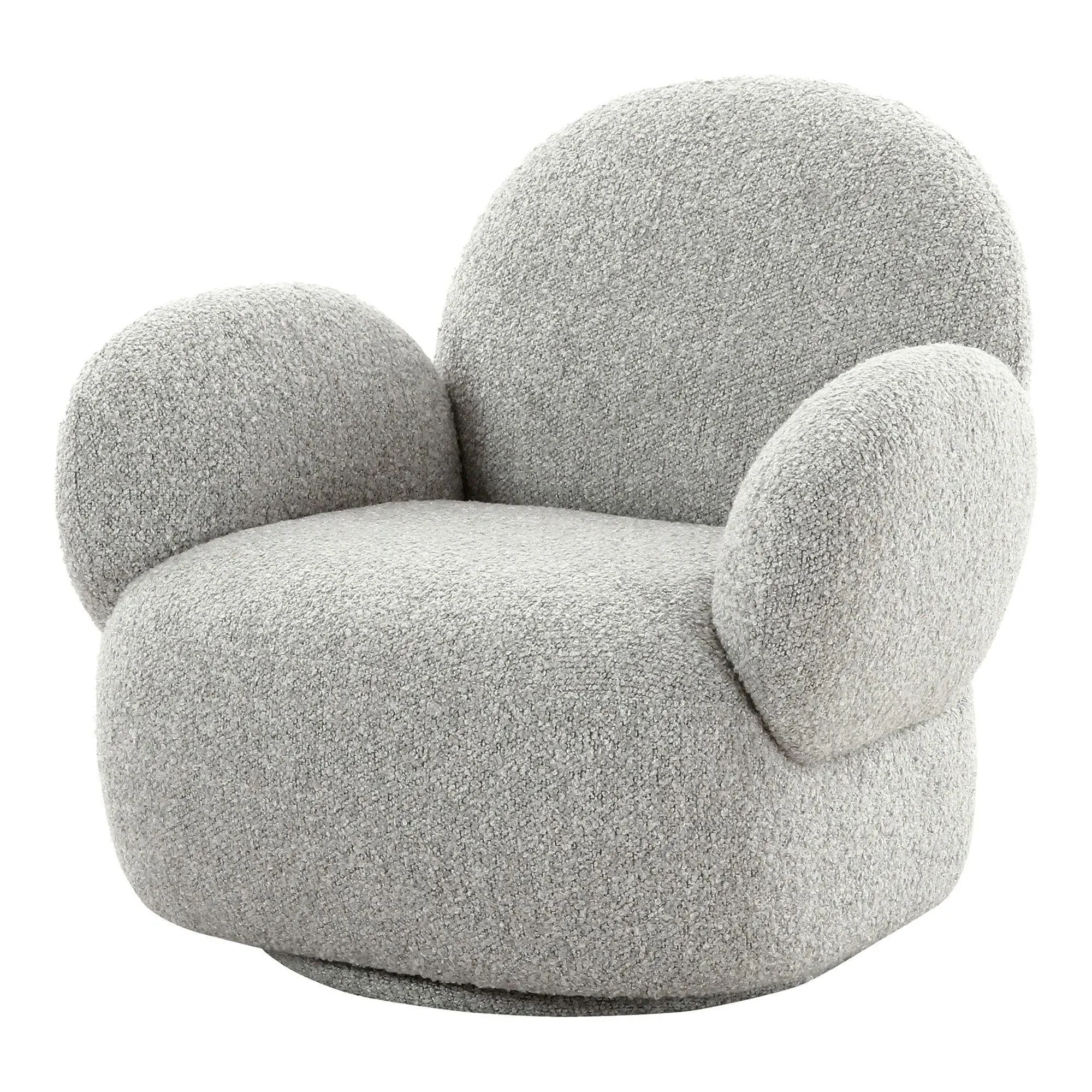 Messina Swivel Lounge Chair - Light Grey, Boucle Fabric