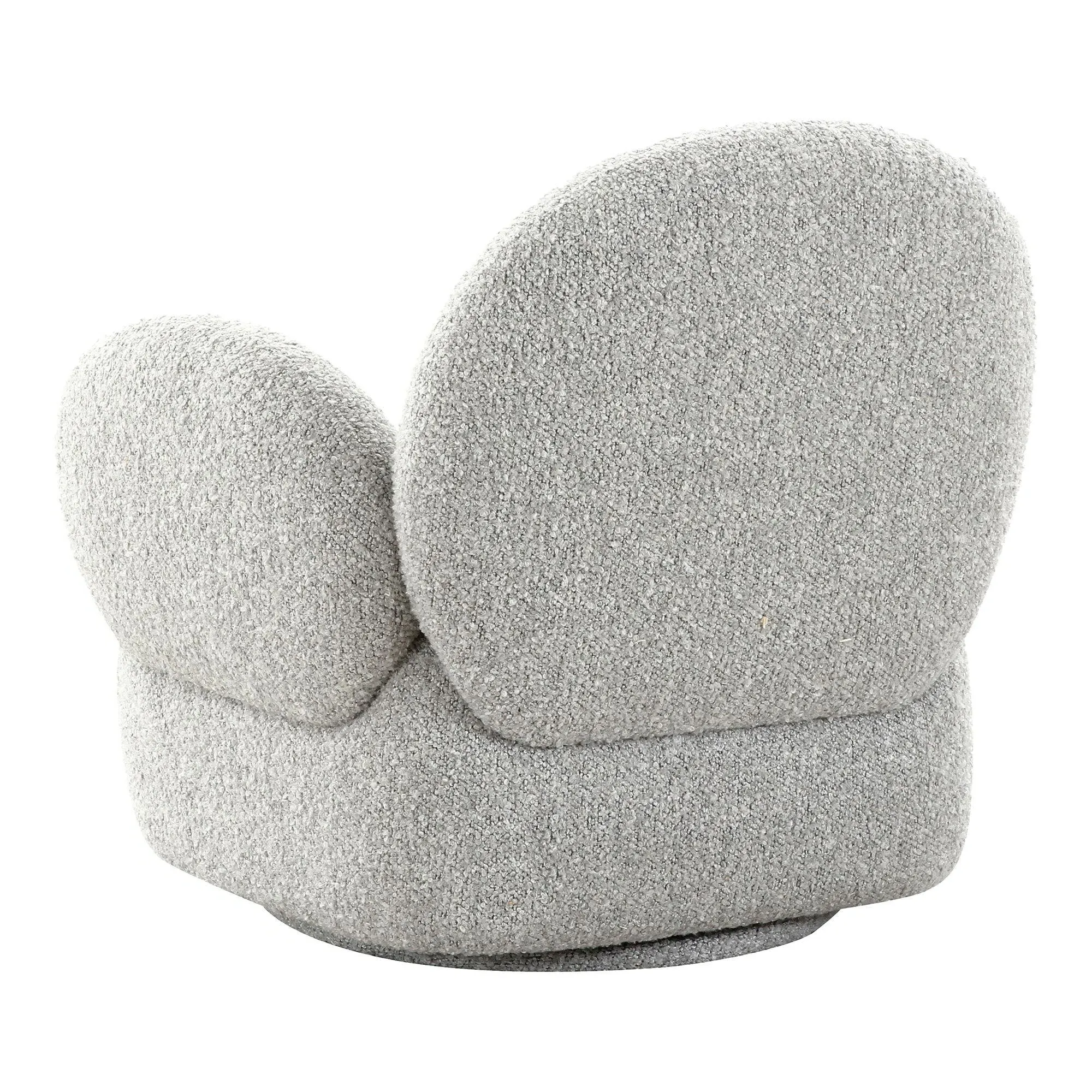 Messina Swivel Lounge Chair - Light Grey, Boucle Fabric