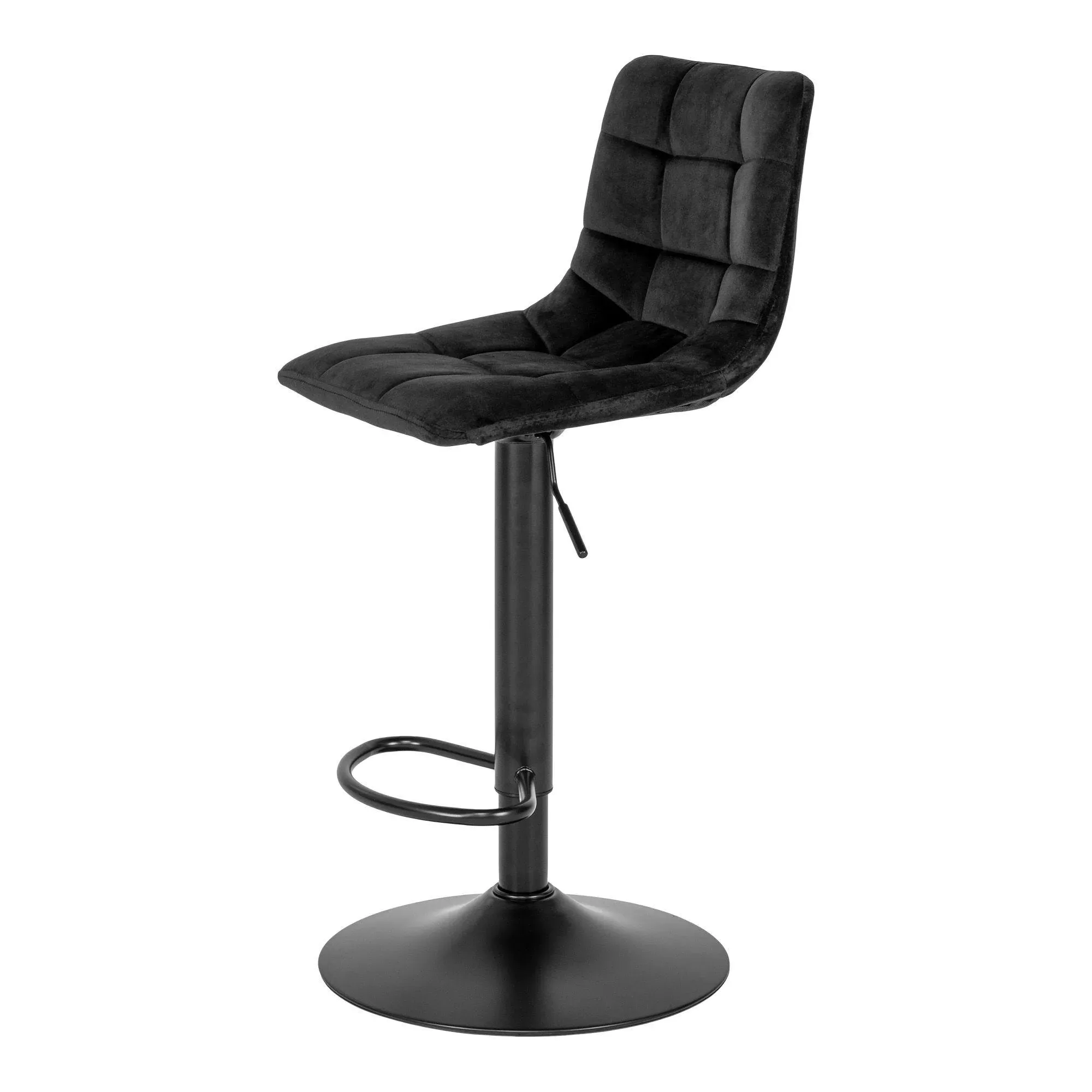 Middelfart Adjustable Barstool with Back - Black, Velvet