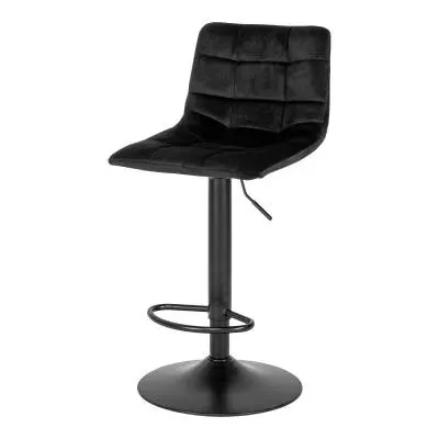 Middelfart Adjustable Barstool with Back - Black, Velvet