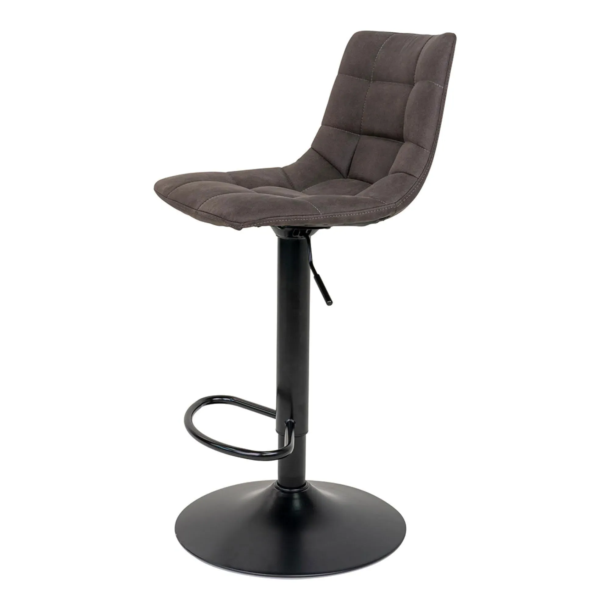 Middelfart Adjustable Barstool with Back - Grey, Fabric