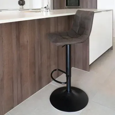 Middelfart Adjustable Barstool with Back - Grey, Fabric