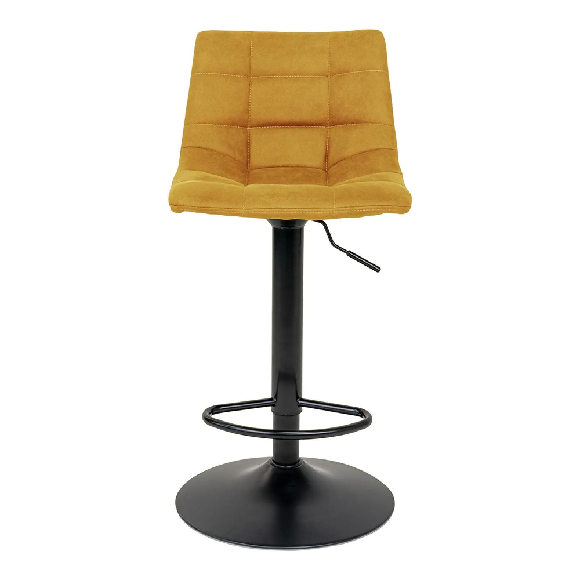 Middelfart Adjustable Barstool with Back - Mustard, Velvet