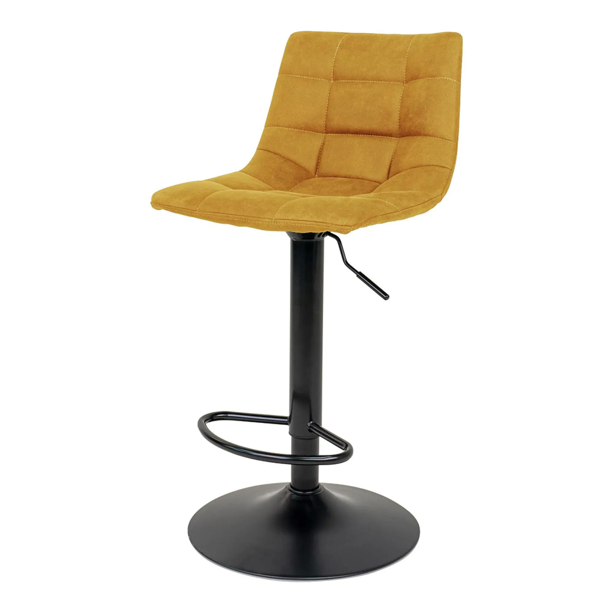 Middelfart Adjustable Barstool with Back - Mustard, Velvet