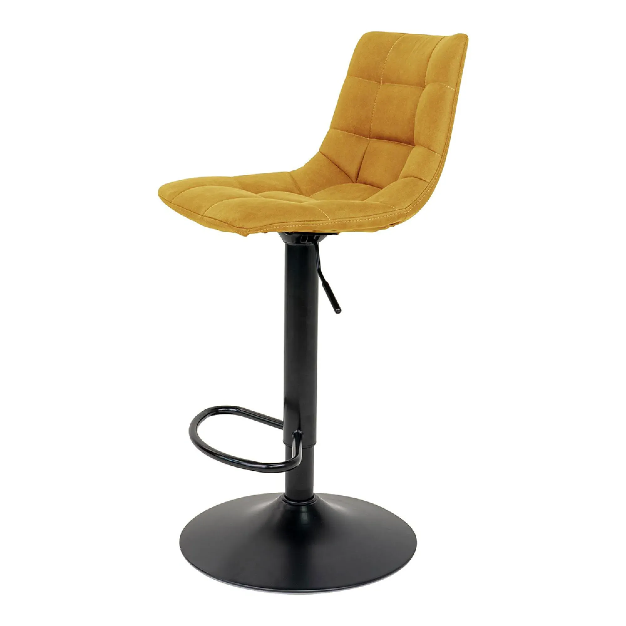 Middelfart Adjustable Barstool with Back - Mustard, Velvet