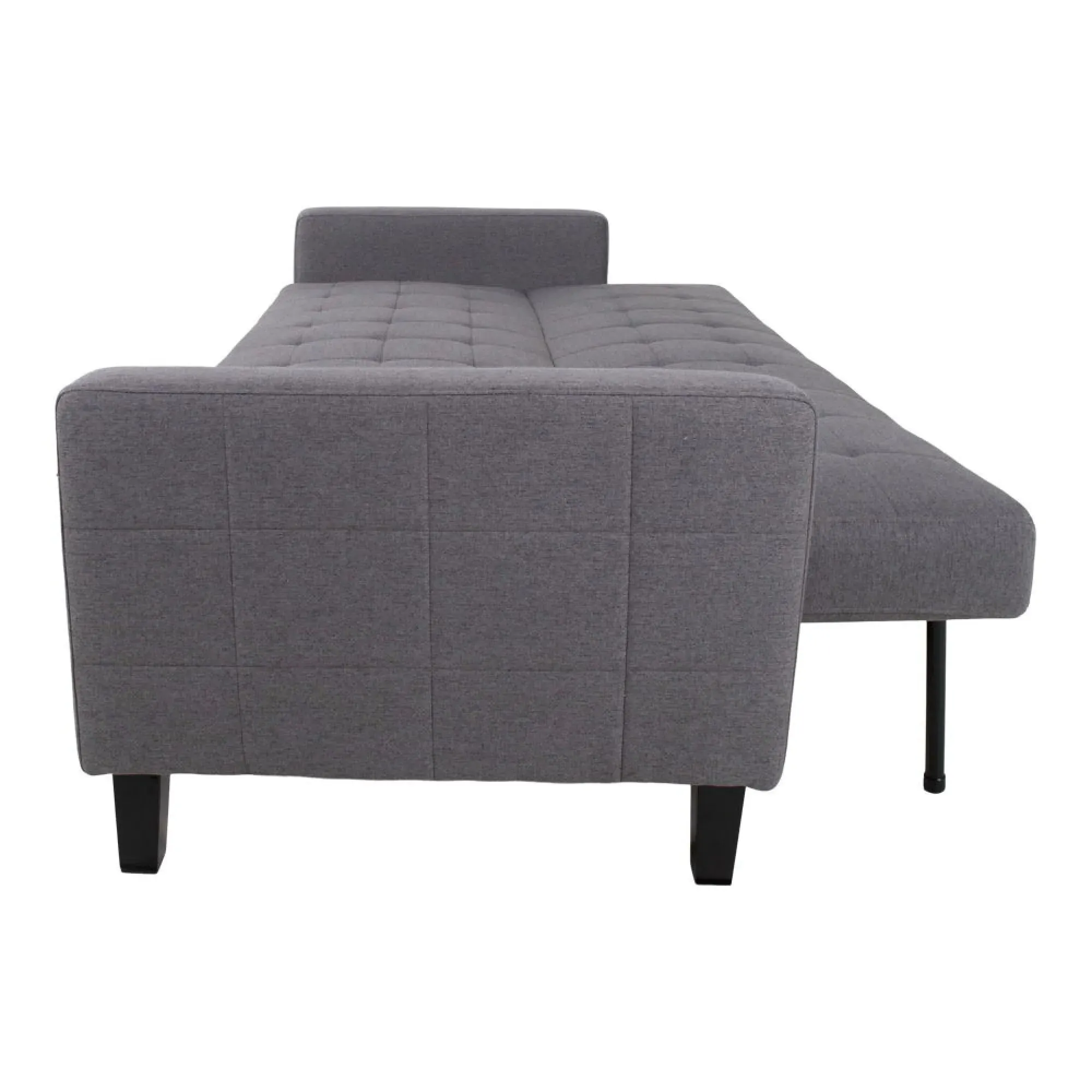 Milton Click Clack Sofa Bed with Black Legs - Dark Grey, Fabric