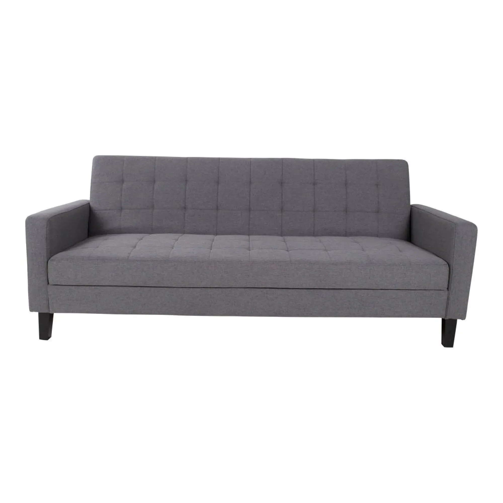 Milton Click Clack Sofa Bed with Black Legs - Dark Grey, Fabric