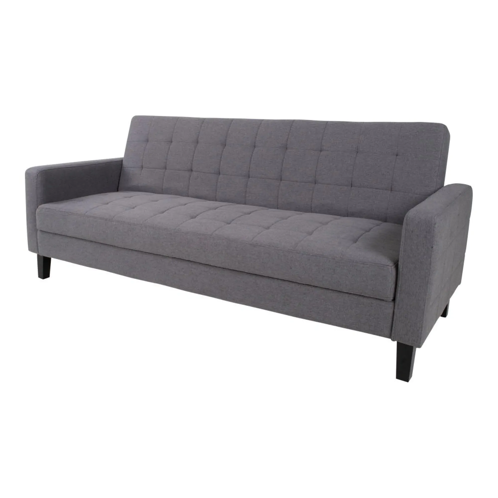 Milton Click Clack Sofa Bed with Black Legs - Dark Grey, Fabric