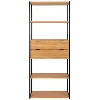 Minato Open Bookcase with 2 Drawers - Natural, Wood