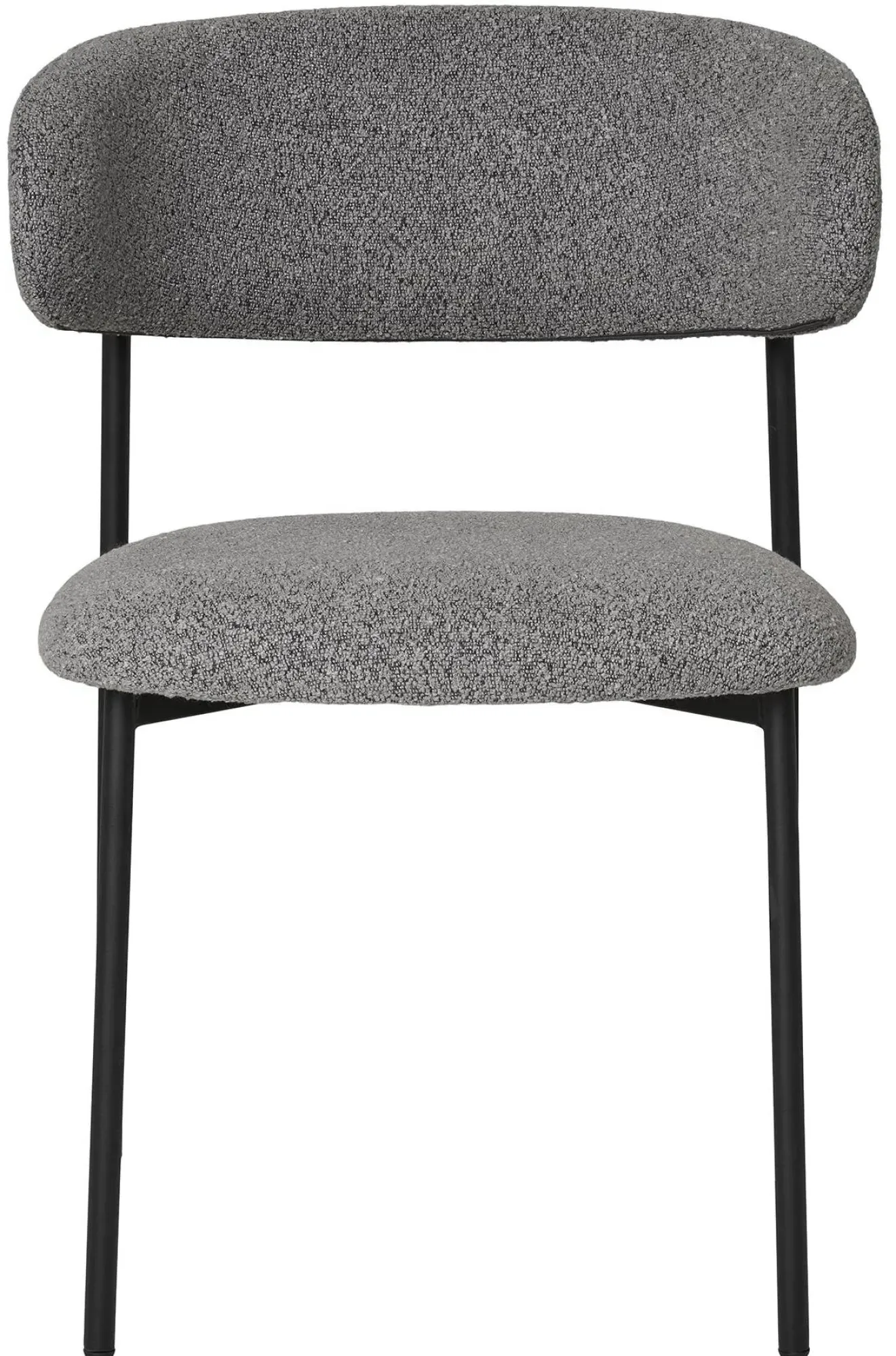 Mira Dining Chair Set of 2 - Light Grey, Boucle Fabric